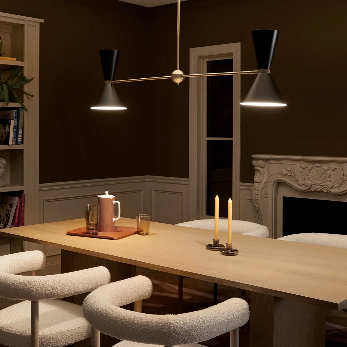Phix 4 light 2 arm up and down linear Chandelier - Champagne & Black - Image 9