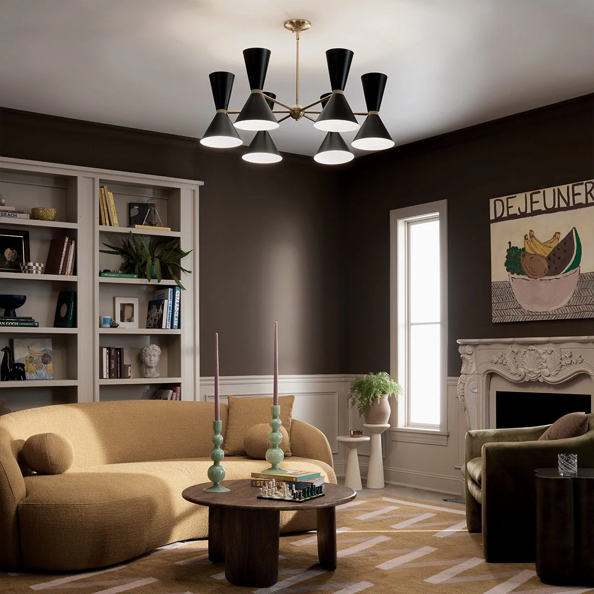 Phix 6/12 Light 3/6 arm up and down Chandelier - Champagne & Black - Image 9