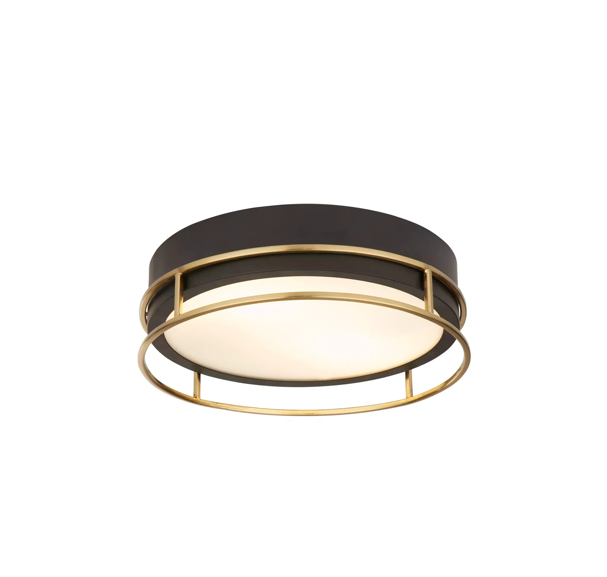 Phoenix 2/3Lt Flush Light- Black, Brass/Chrome Metal & Frosted Glass