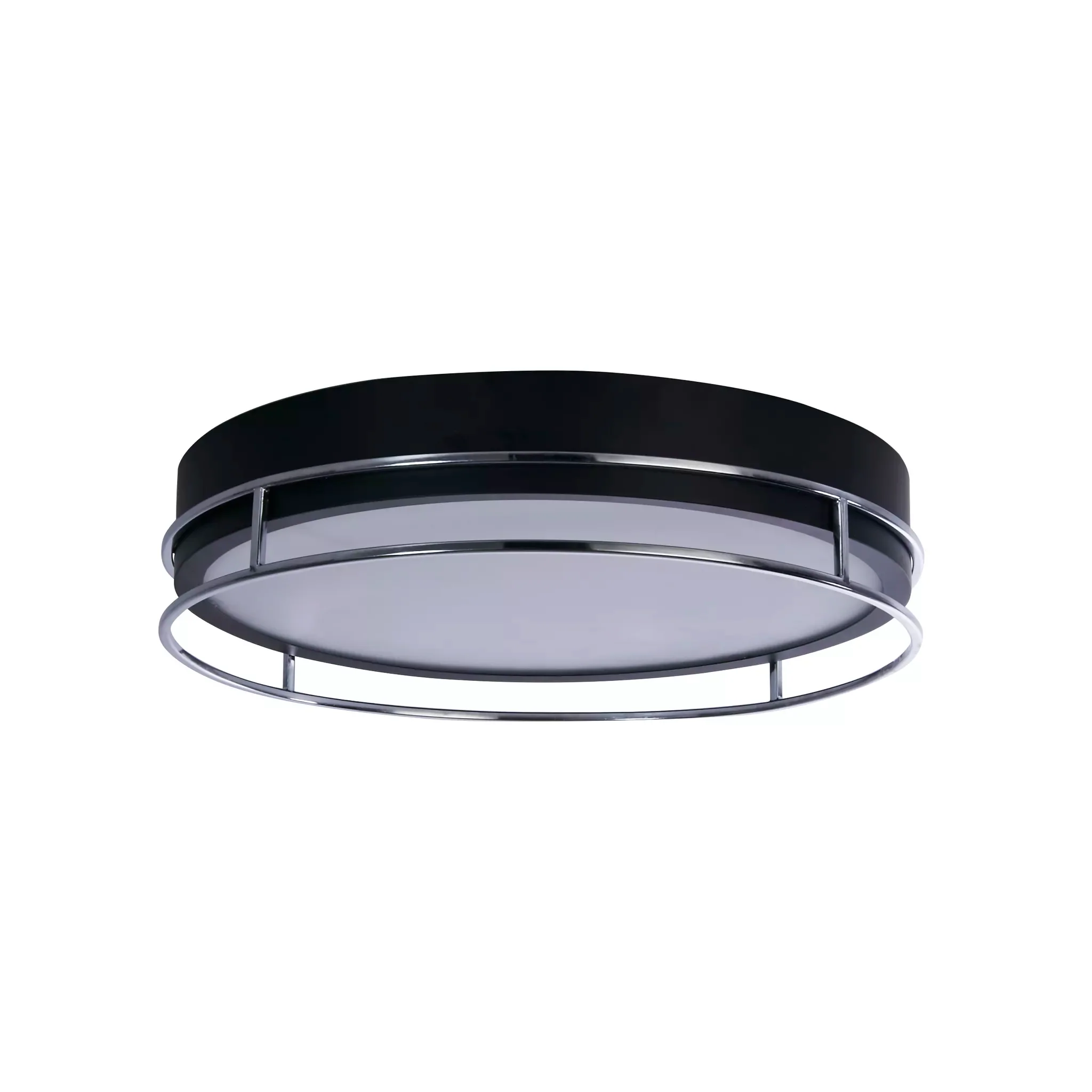 Phoenix 2/3Lt Flush Light- Black, Brass/Chrome Metal & Frosted Glass - Image 12