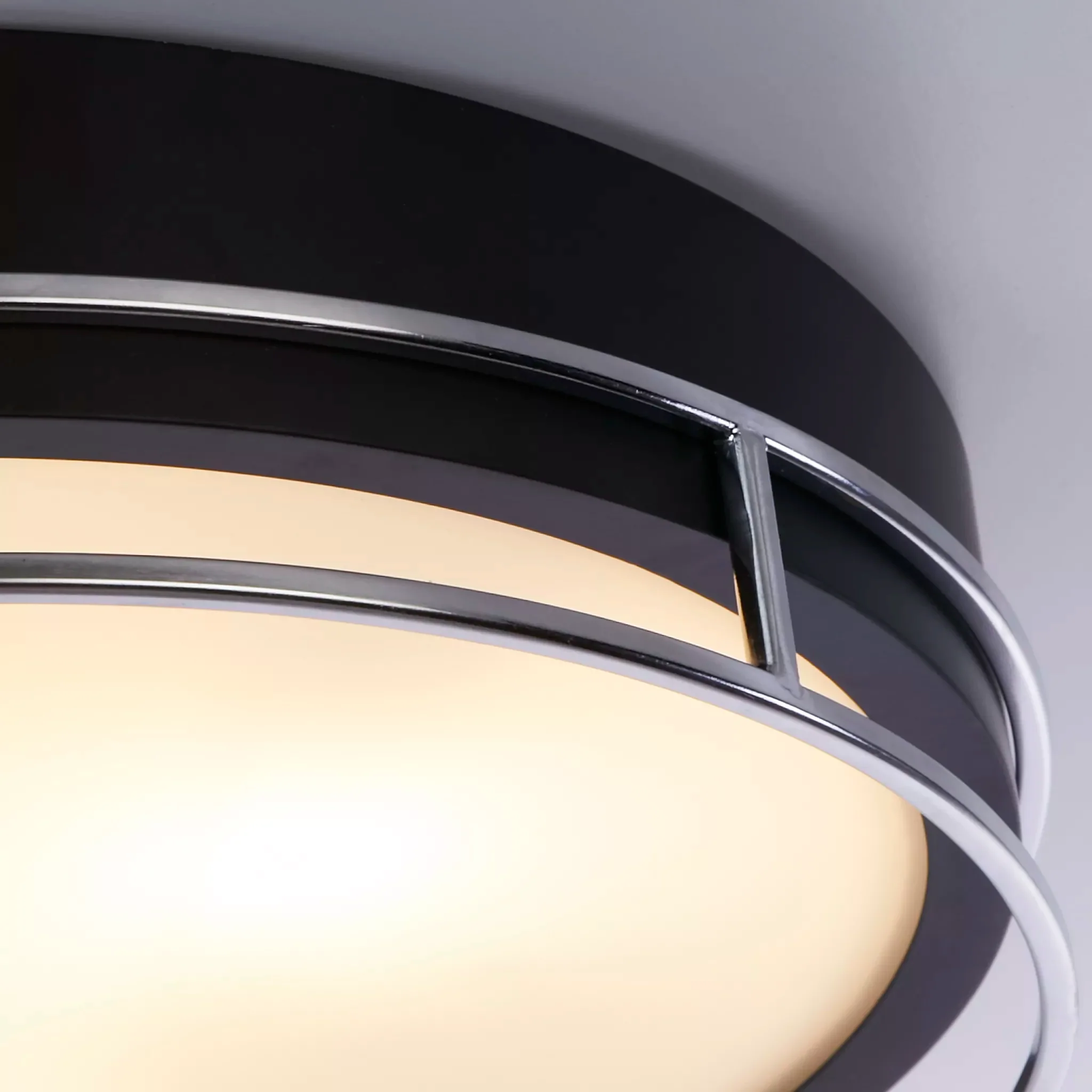 Phoenix 2/3Lt Flush Light- Black, Brass/Chrome Metal & Frosted Glass - Image 13