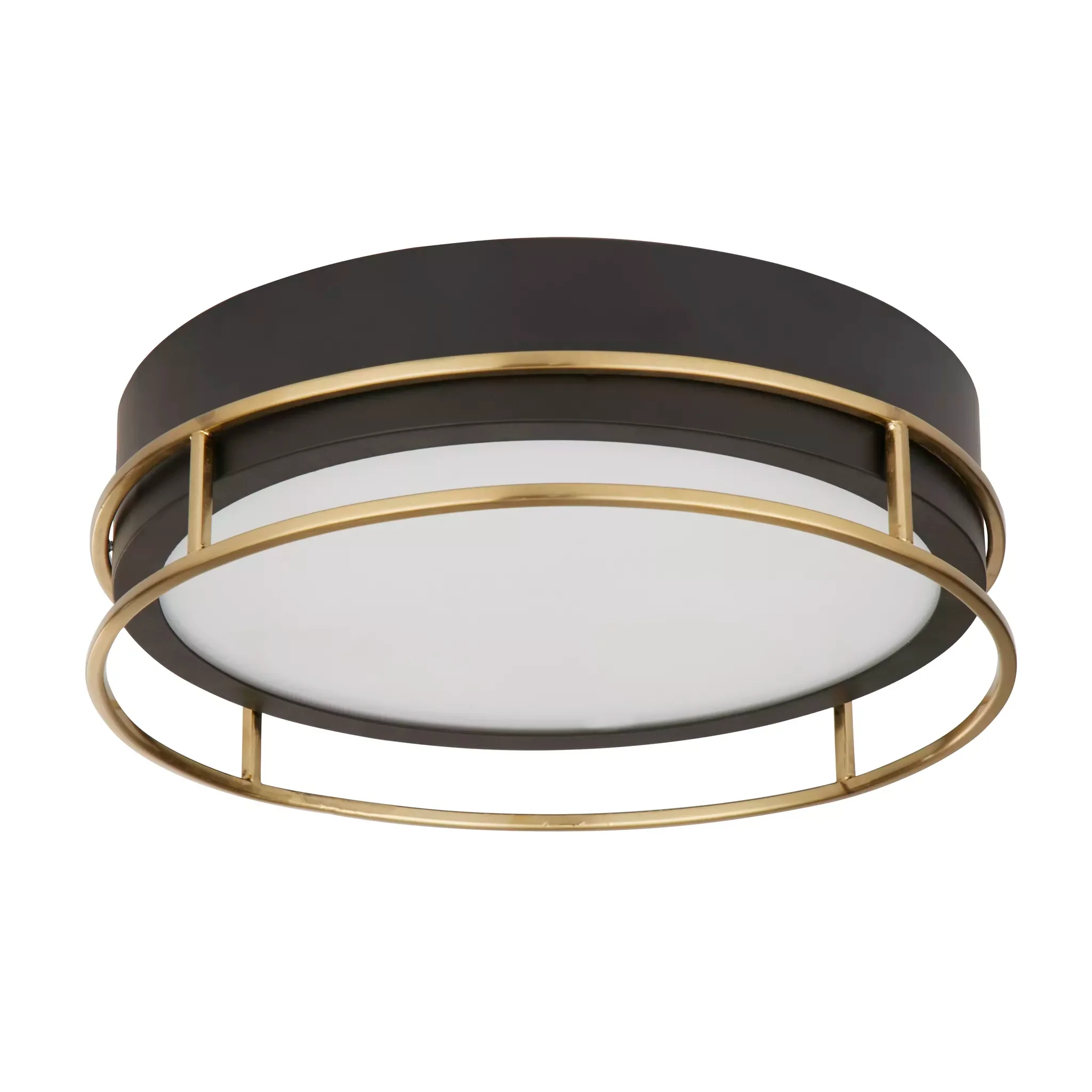 Phoenix 2/3Lt Flush Light- Black, Brass/Chrome Metal & Frosted Glass - Image 14