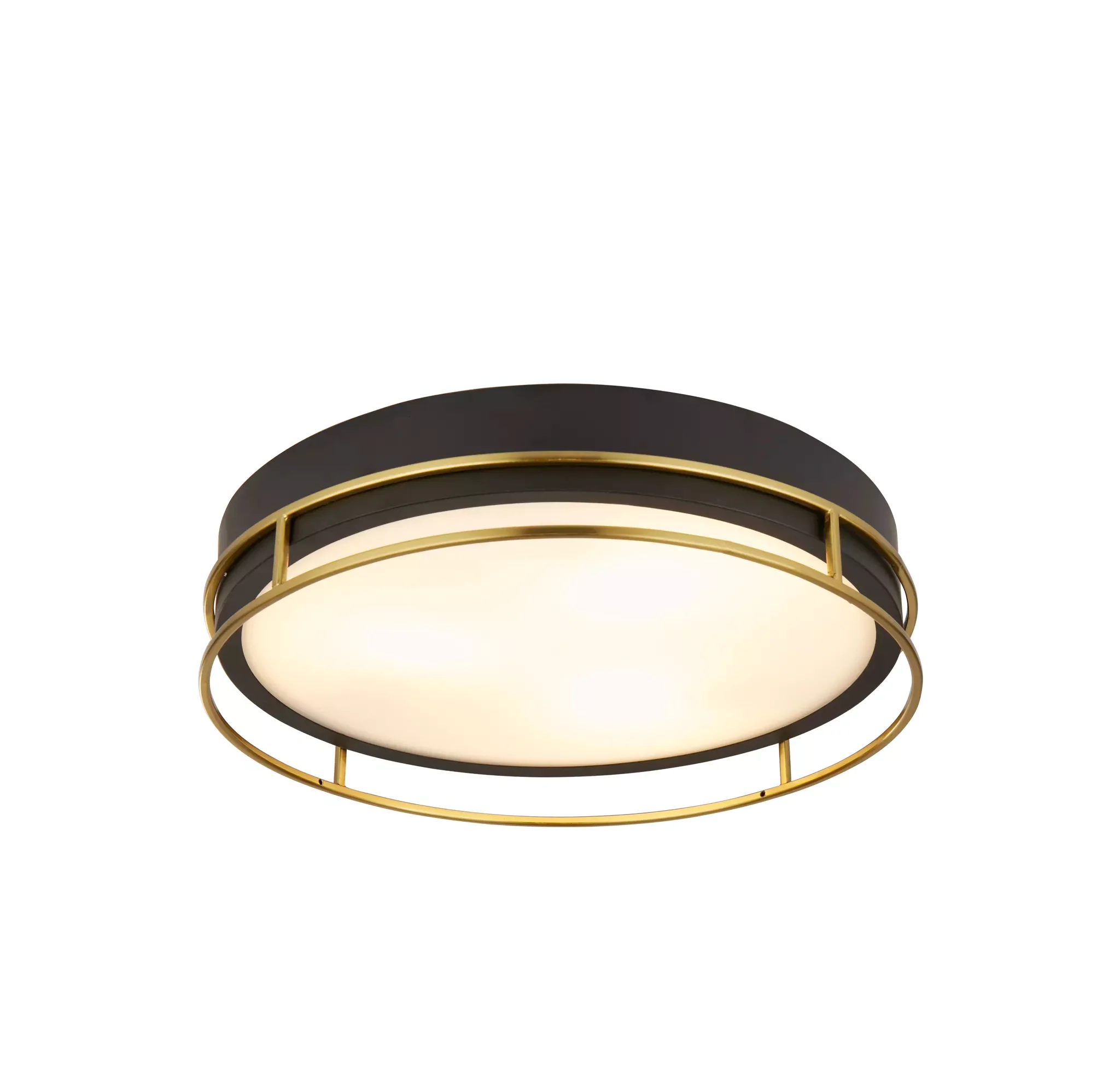 Phoenix 2/3Lt Flush Light- Black, Brass/Chrome Metal & Frosted Glass - Image 3