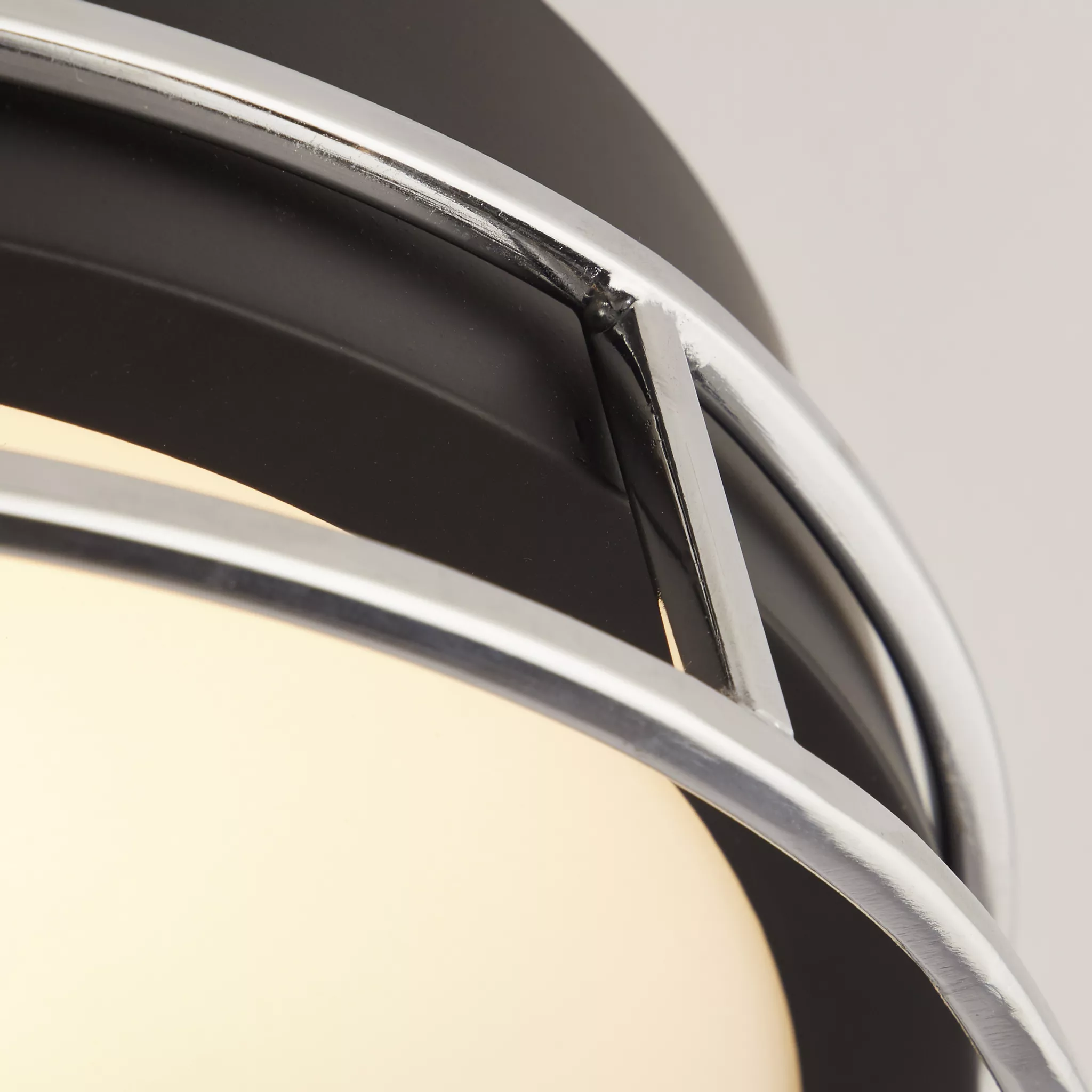 Phoenix 2/3Lt Flush Light- Black, Brass/Chrome Metal & Frosted Glass - Image 6