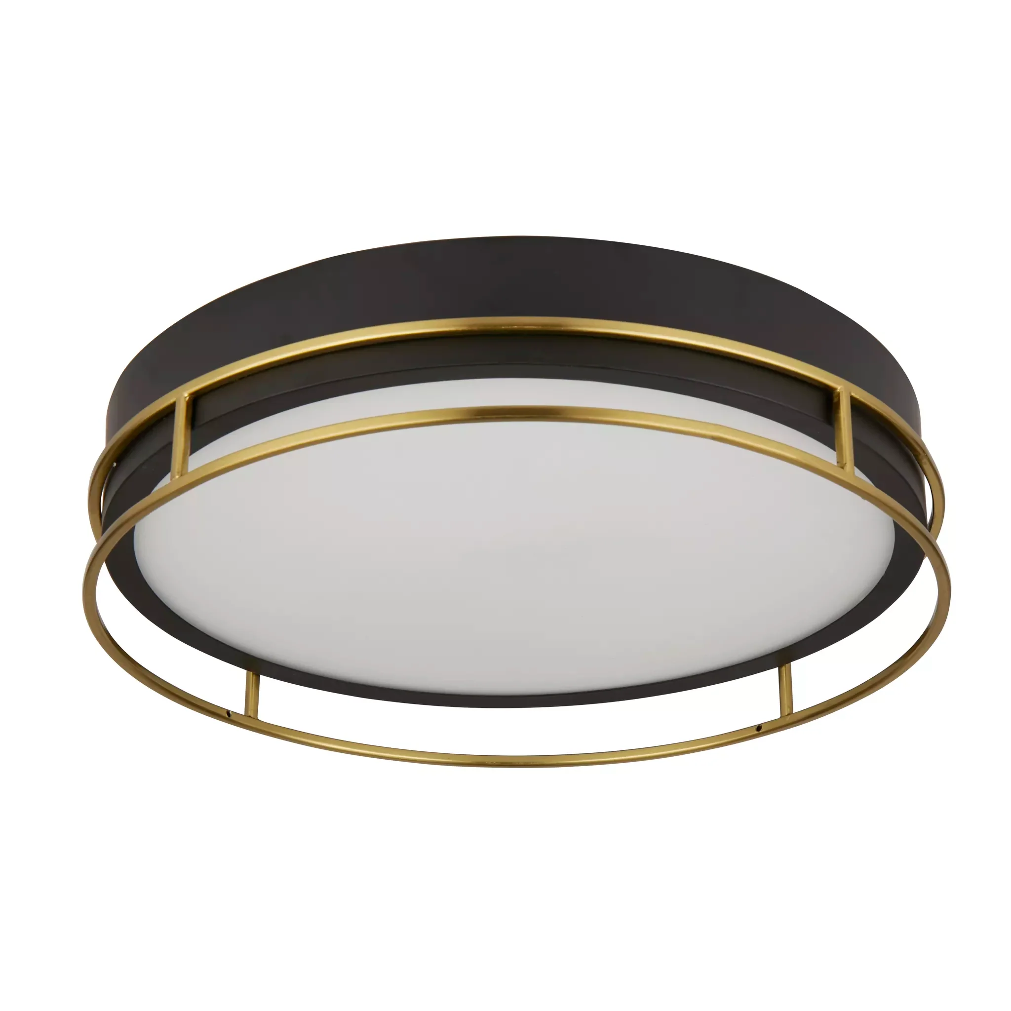 Phoenix 2/3Lt Flush Light- Black, Brass/Chrome Metal & Frosted Glass - Image 8