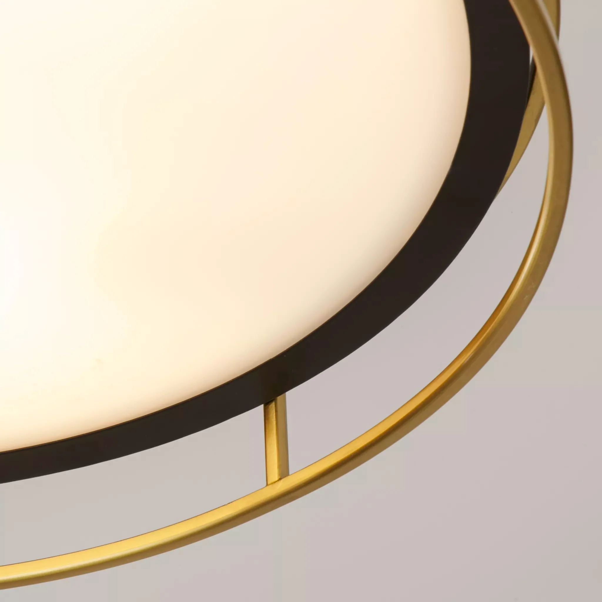 Phoenix 2/3Lt Flush Light- Black, Brass/Chrome Metal & Frosted Glass - Image 9