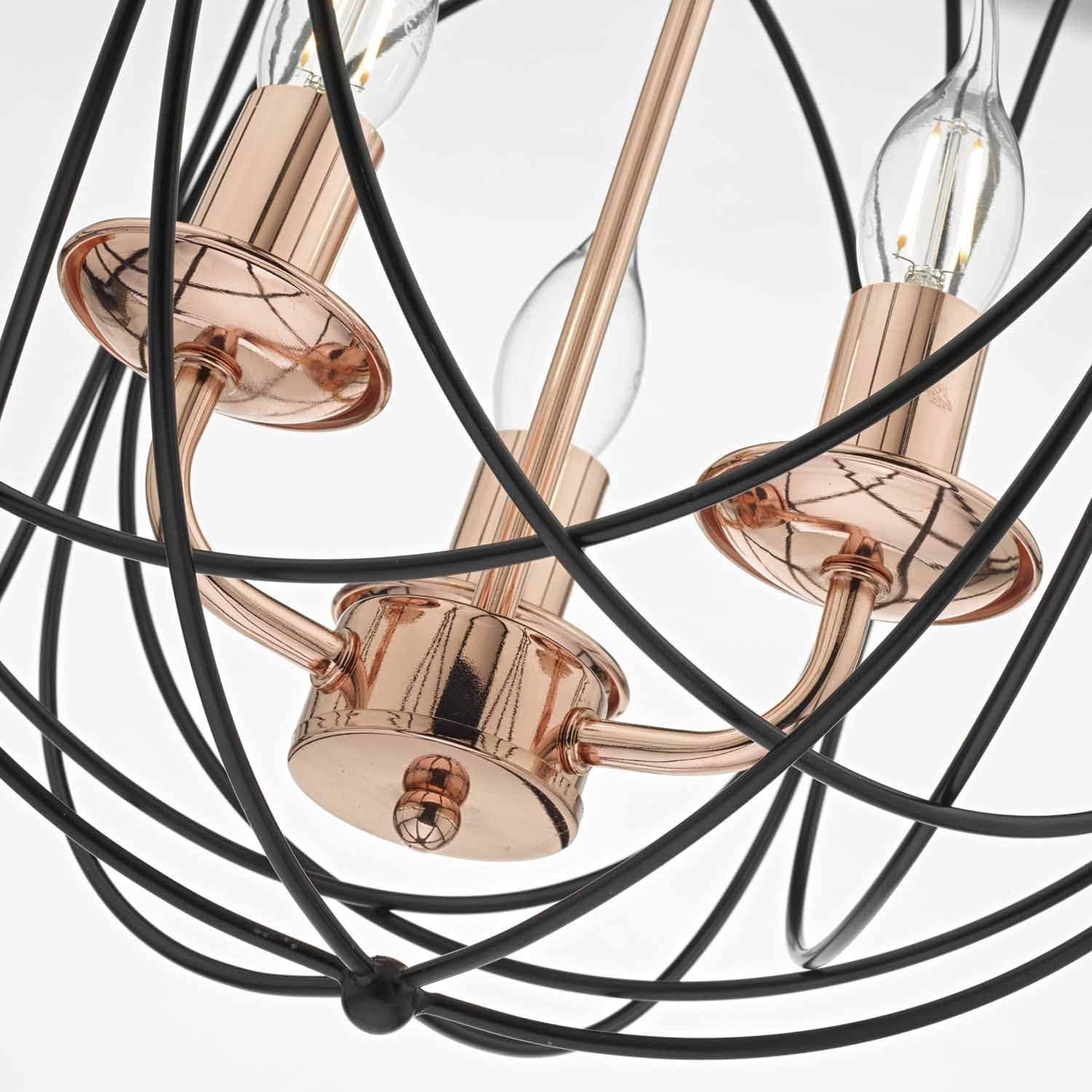 Phoenix 3/5Lt Centre Ceiling Light - Black & Copper Finish - Image 2