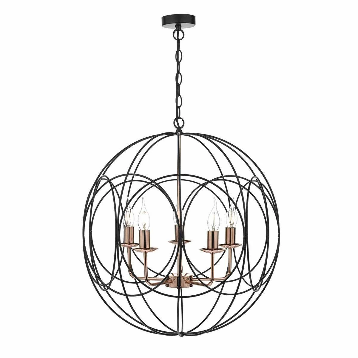 Phoenix 3/5Lt Centre Ceiling Light - Black & Copper Finish - Image 4