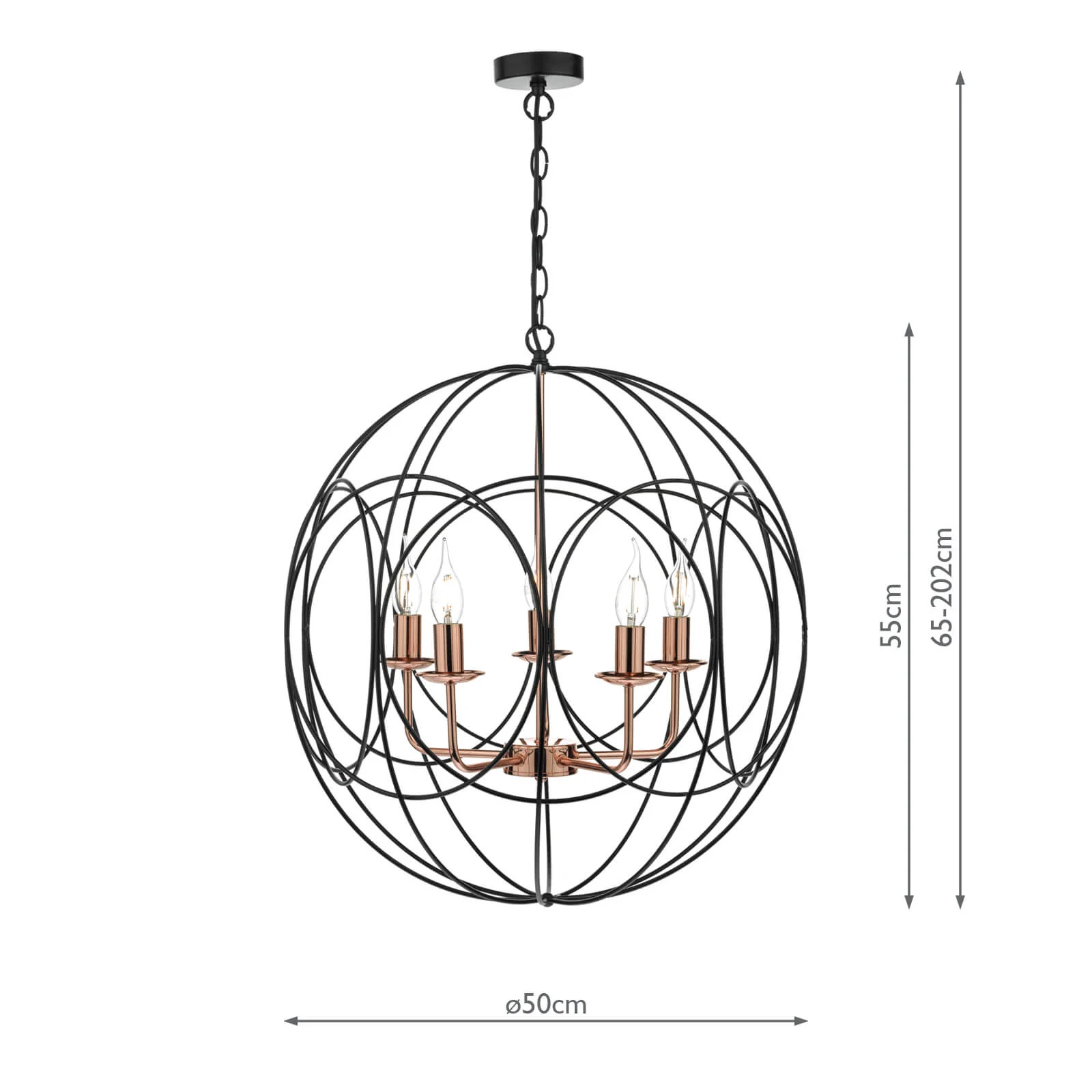 Phoenix 3/5Lt Centre Ceiling Light - Black & Copper Finish - Image 5