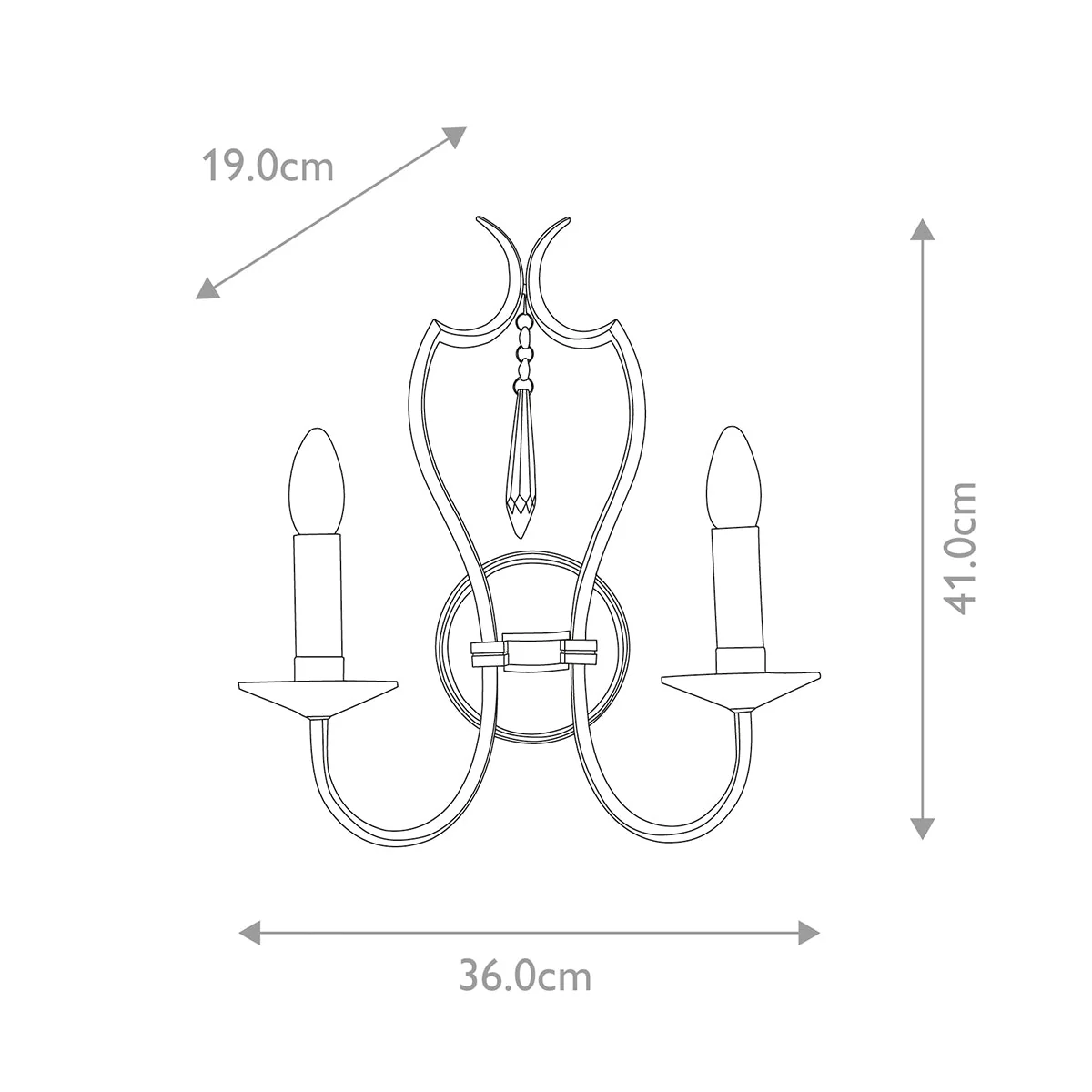 Pimlico 2 Light Wall Light - Polished Nickel IP20 E14 - Image 5