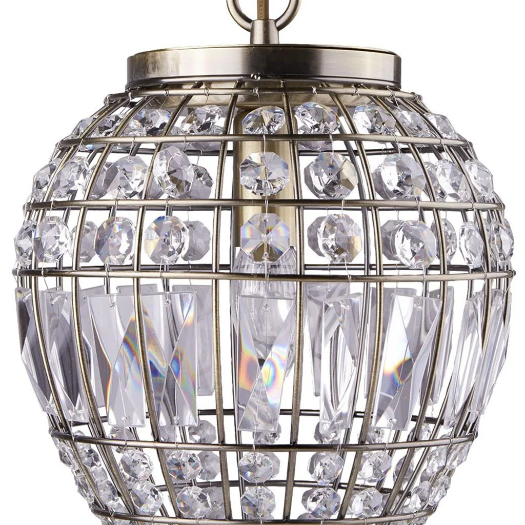 Pineapple  Crystal Ceiling Light  - Antique Brass Metal & Glass - Image 2