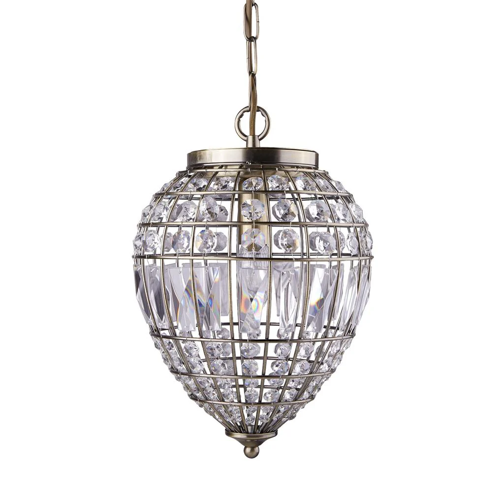 Pineapple  Crystal Ceiling Light  - Antique Brass Metal & Glass - Image 3