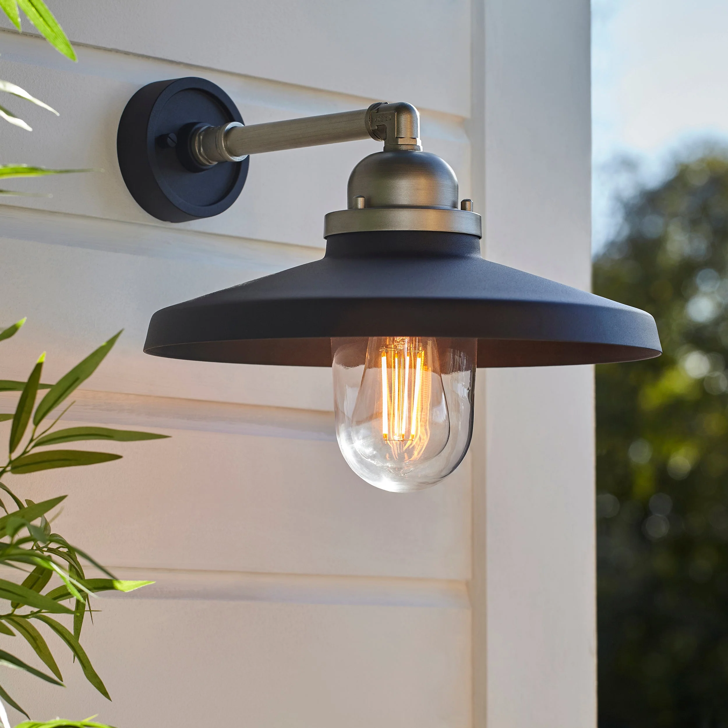 Piper Outdoor Wall Light -  Matt Black Brushed Silver - Image 3