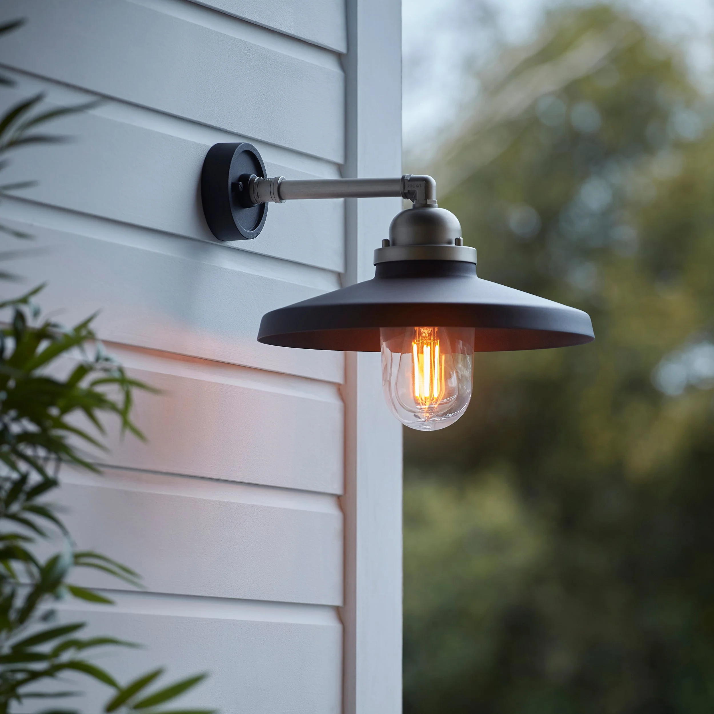 Piper Outdoor Wall Light -  Matt Black Brushed Silver - Image 4