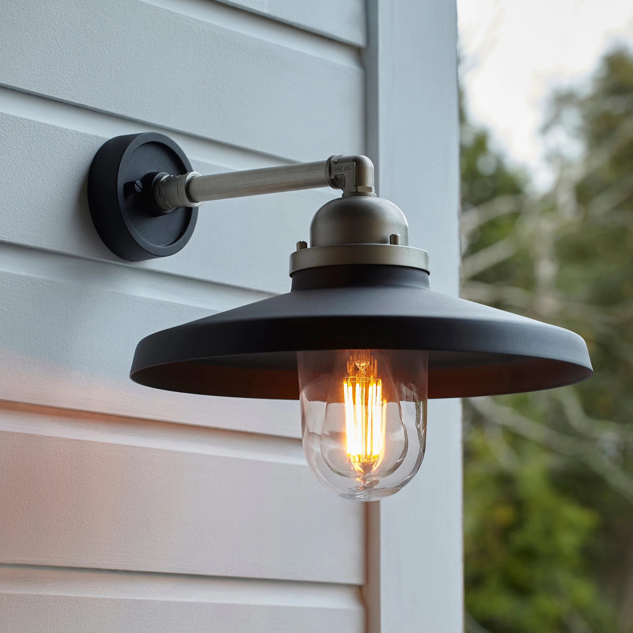 Piper Outdoor Wall Light -  Matt Black Brushed Silver - Image 6