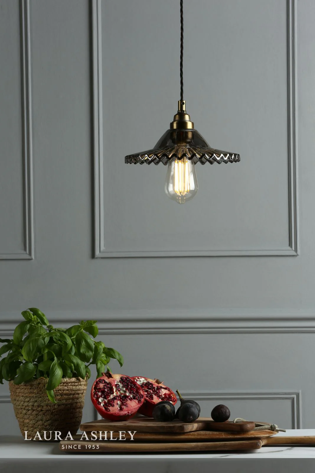 Pippa Pendant Aged Brass Smoked Glass - Image 3