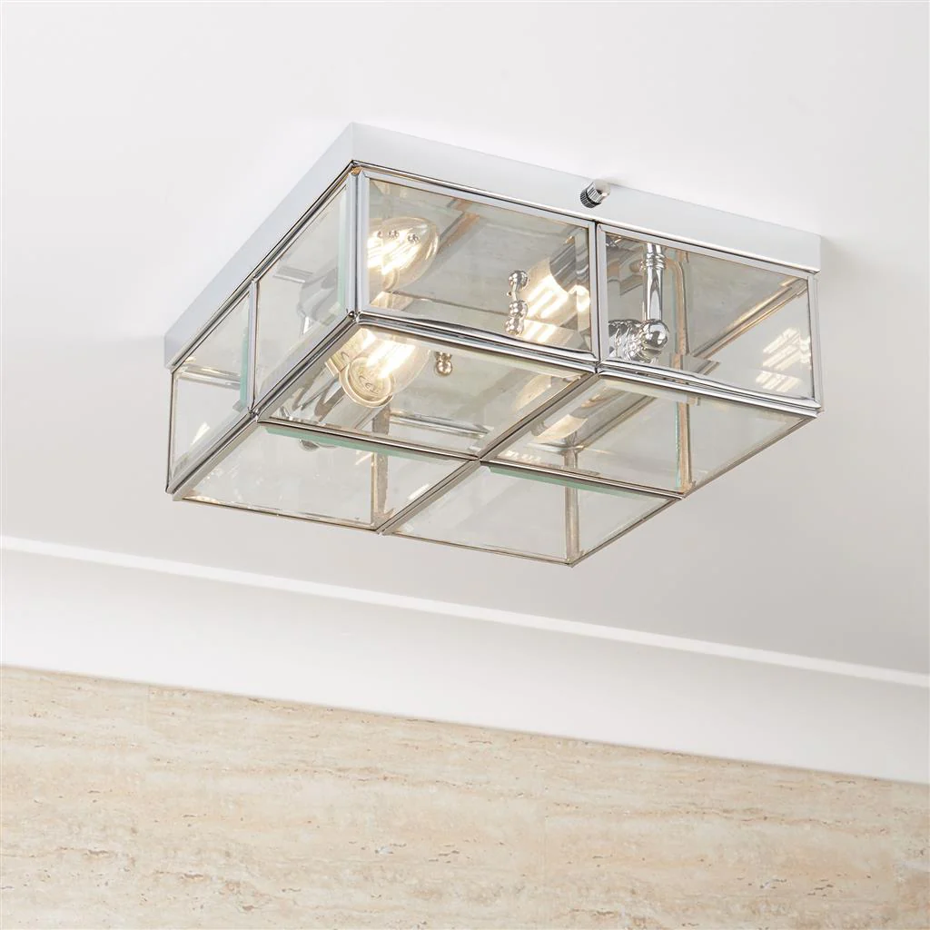 Pisa 2Lt Flush - Chrome Metal & Clear Bevelled Glass - Image 2