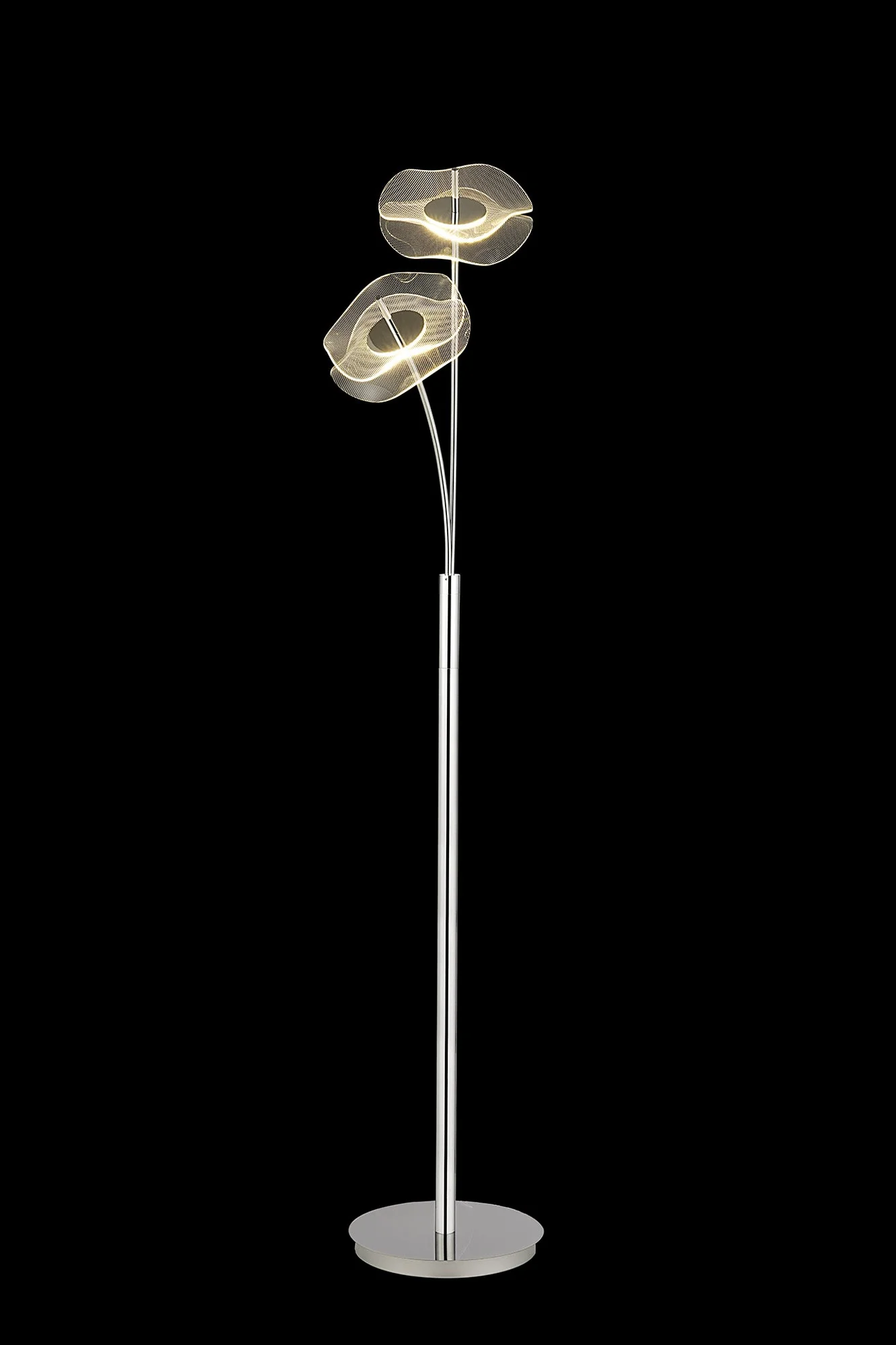 Pisa Floor Lamp, 2 x 6W LED, 4000K, 920lm, Polished Chrome, 3yrs Warranty - Image 2