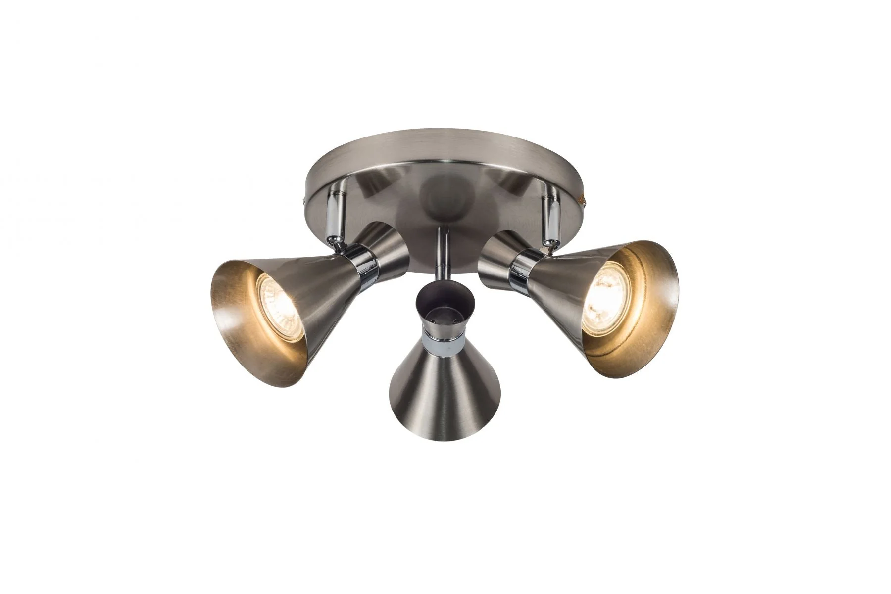 Pixar 3Lt Plate Spotlight - Satin Chrome/Antique Brass - Image 2