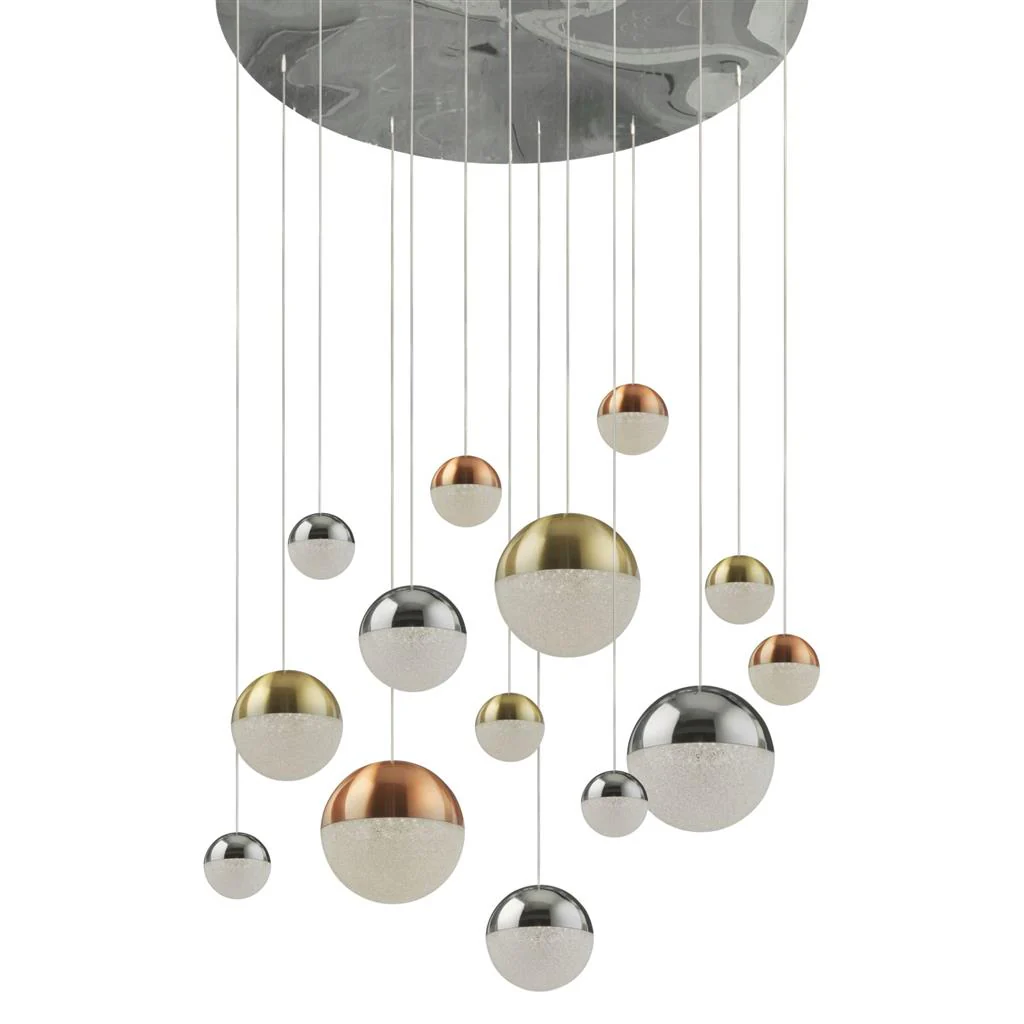 Planets 14/27/55Lt Multi-Drop - Copper, Chrome & Satin Brass Integrated LED - Image 2