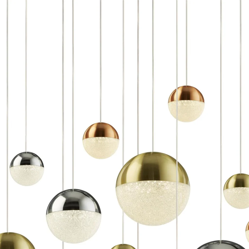 Planets 14/27/55Lt Multi-Drop - Copper, Chrome & Satin Brass Integrated LED - Image 3