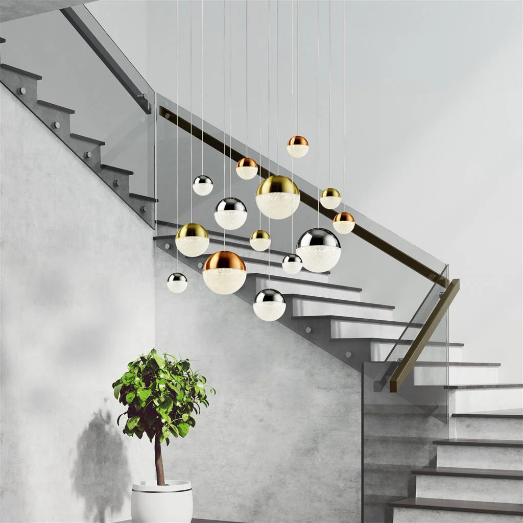 Planets 14/27/55Lt Multi-Drop - Copper, Chrome & Satin Brass Integrated LED - Image 4