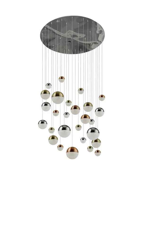 Planets 14/27/55Lt Multi-Drop - Copper, Chrome & Satin Brass Integrated LED - Image 5