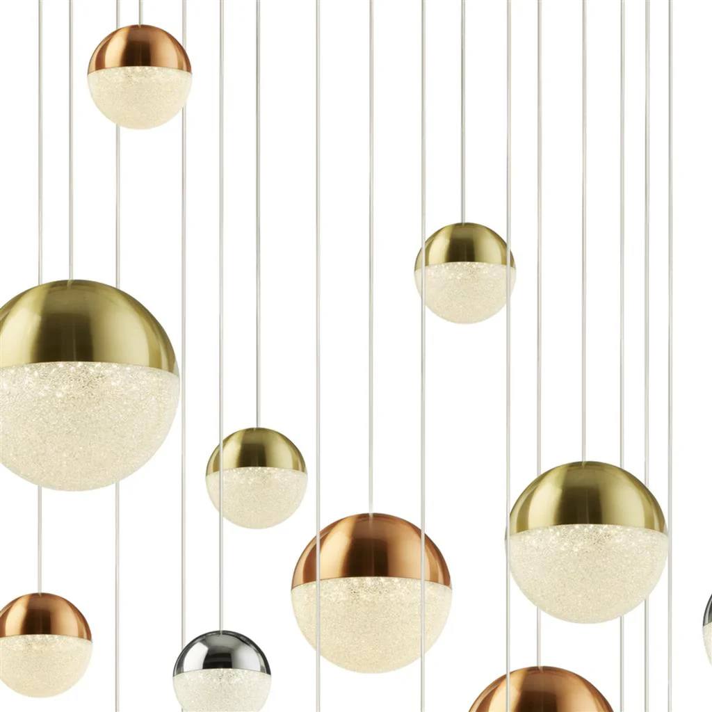 Planets 14/27/55Lt Multi-Drop - Copper, Chrome & Satin Brass Integrated LED - Image 6