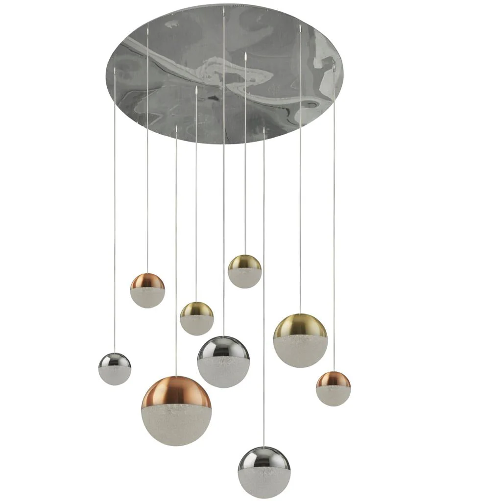 Planets 9Lt Multi-Drop - Copper, Chrome & Satin Brass Integrated LED - Image 2