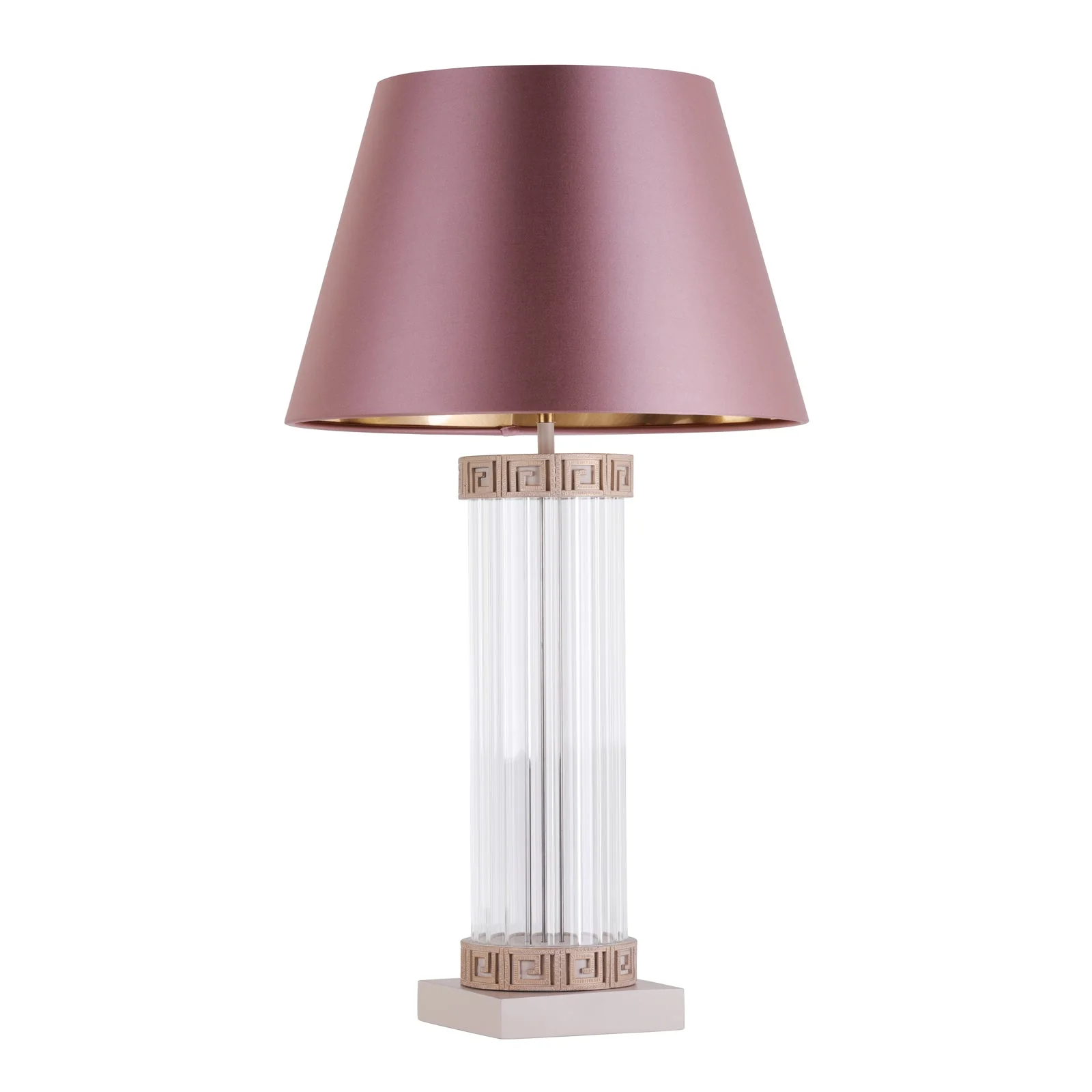 Plato Table Lamp Ribbed Glass And Cream & Gold Base Only E27 - Image 2