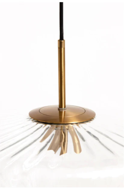 PLEAT Hanging Lamp - 40cm Glass Clear and Gold - Image 3