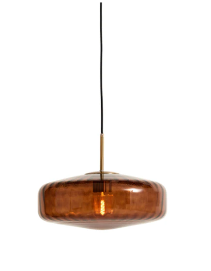 PLEAT Hanging Lamp - 40cm Glass Clear and Gold - Image 6