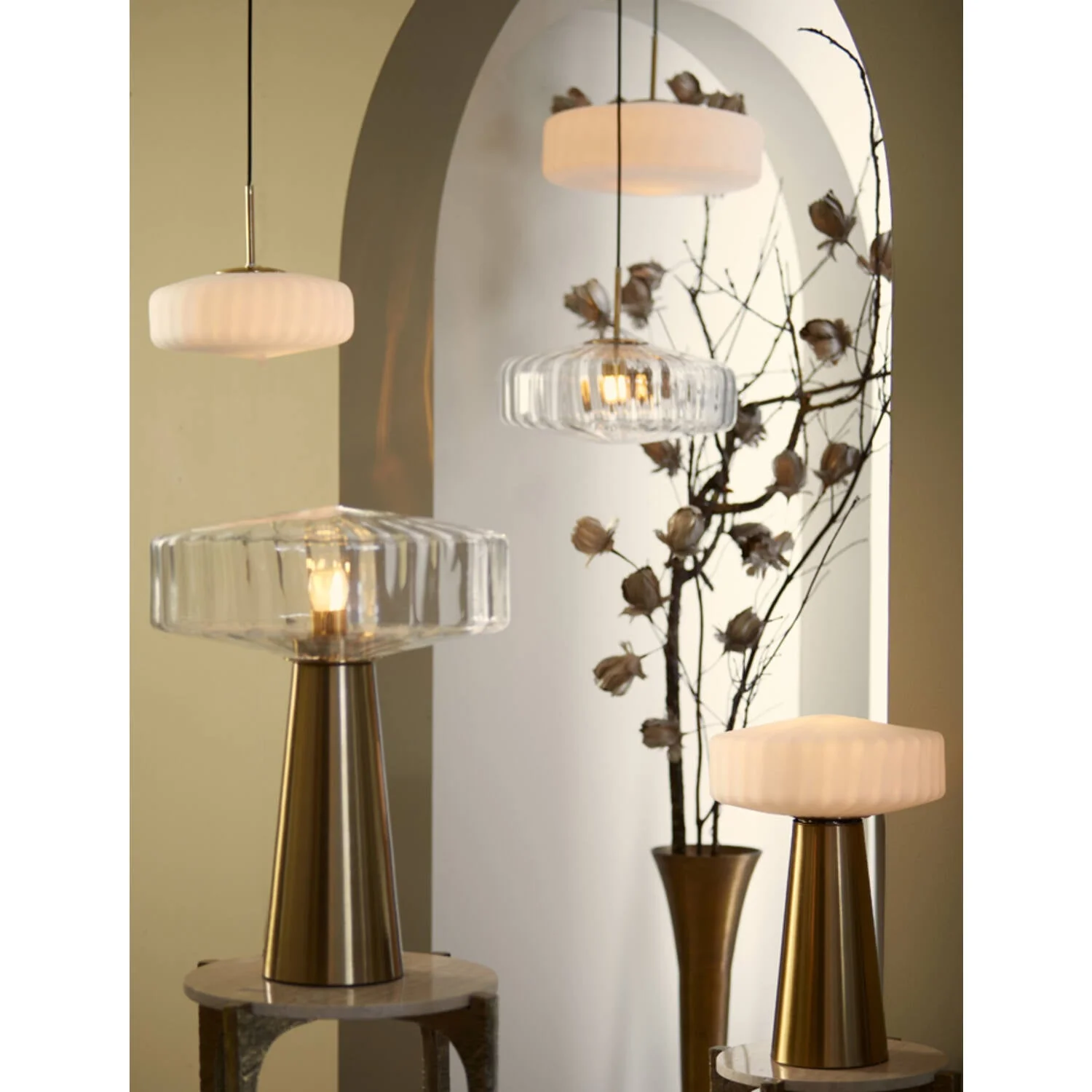 Pleat Table Lamp- White/ Clear/ Brown Finishes - Image 7