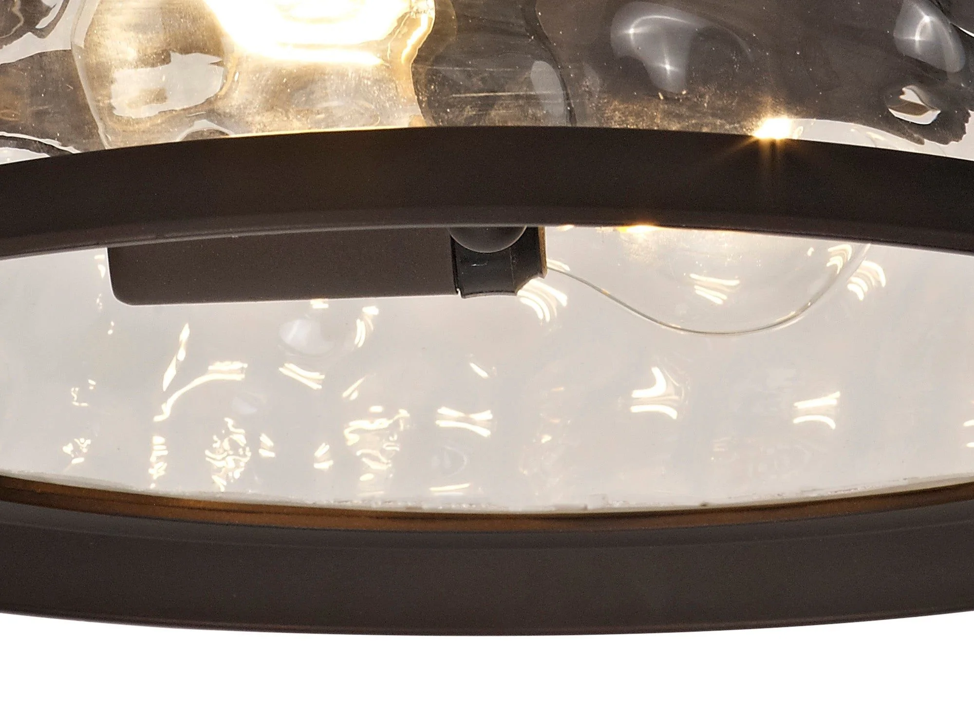 Plex Flush Ceiling Lamp, 2 xE27, Antique Bronze/Clear Ripple Glass, IP54, 2yrs Warranty - Image 3