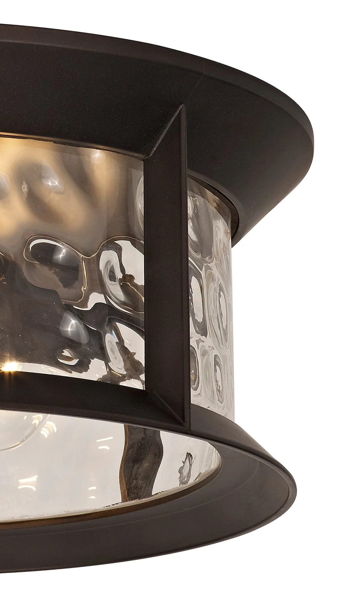 Plex Flush Ceiling Lamp, 2 xE27, Antique Bronze/Clear Ripple Glass, IP54, 2yrs Warranty - Image 4