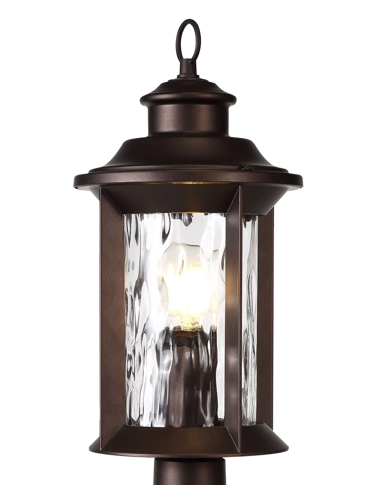 Plex Pedestal Lamp, 1 x E27, Antique Bronze/Clear Ripple Glass, IP54, 2yrs Warranty - Image 5