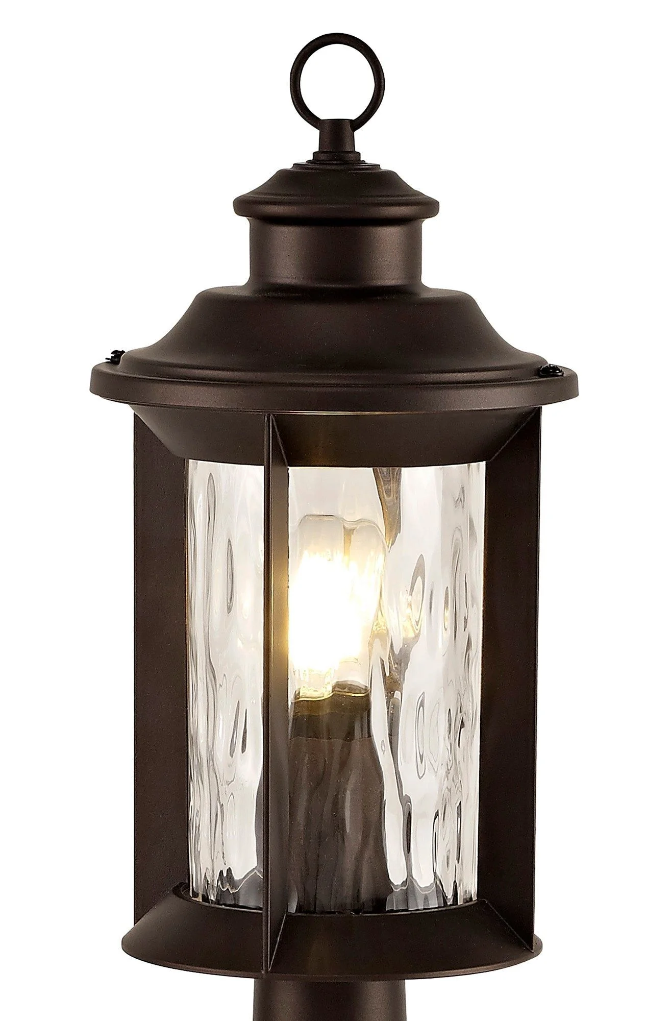 Plex Post Lamp, 1 x E27, Antique Bronze/Clear Ripple Glass, IP54, 2yrs Warranty - Image 4