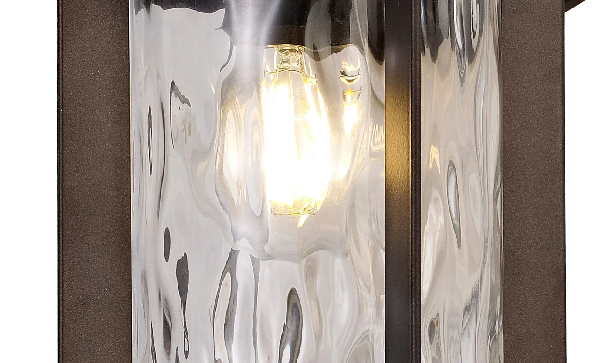 Plex Small Wall Lamp, 1 x E27, Antique Bronze/Clear Ripple Glass, IP54, 2yrs Warranty - Image 2