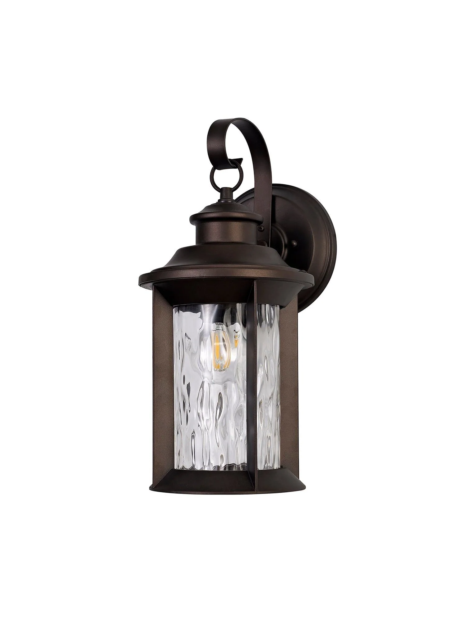 Plex Small Wall Lamp, 1 x E27, Antique Bronze/Clear Ripple Glass, IP54, 2yrs Warranty - Image 3