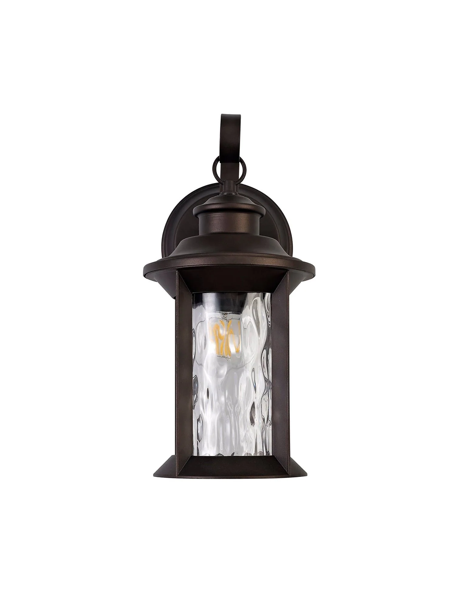 Plex Small Wall Lamp, 1 x E27, Antique Bronze/Clear Ripple Glass, IP54, 2yrs Warranty - Image 4