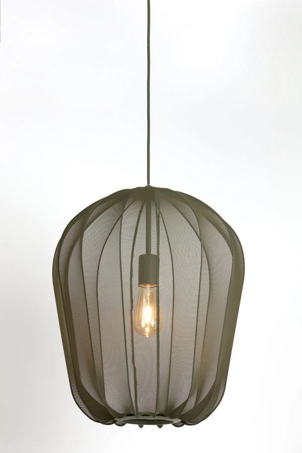 Plumeria Small/Medium/Large/Wide Hanging Lamp - Dark Green & Sand Finish - Image 12