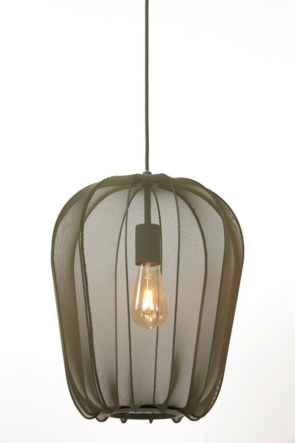 Plumeria Small/Medium/Large/Wide Hanging Lamp - Dark Green & Sand Finish - Image 6
