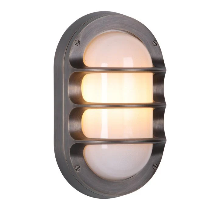 Plymouth Outdoor Wall Light IP64- Antique Brass/ Butter Brass and Opal Glass Finishes - Image 3