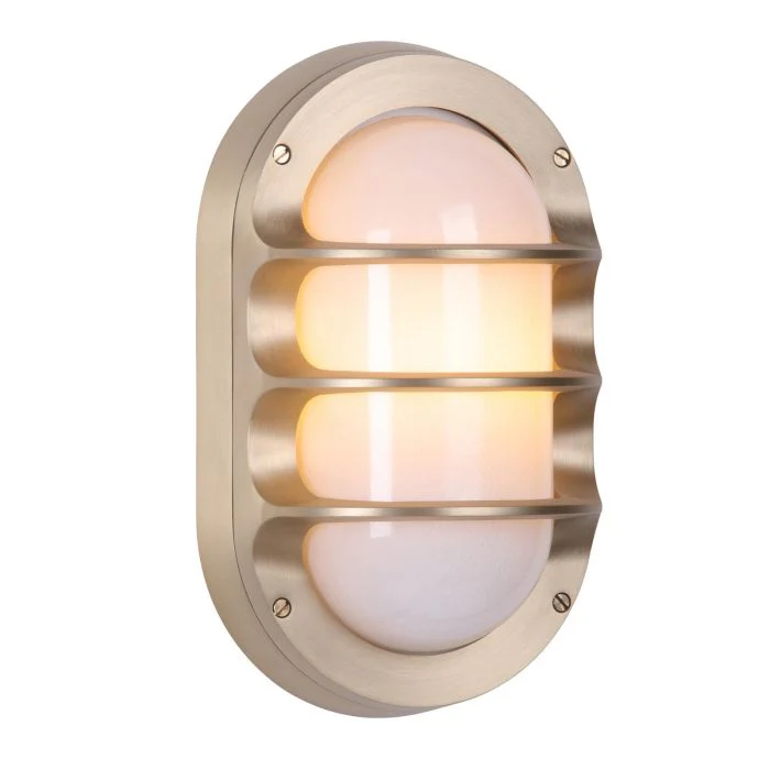 Plymouth Outdoor Wall Light IP64- Antique Brass/ Butter Brass and Opal Glass Finishes - Image 4