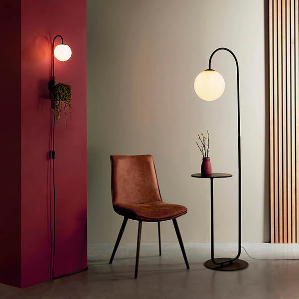 Polaris Floor Lamp With Table - Satin Black Finish E27 - Image 4