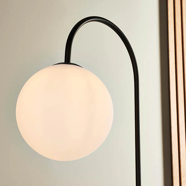 Polaris Floor Lamp With Table - Satin Black Finish E27 - Image 6