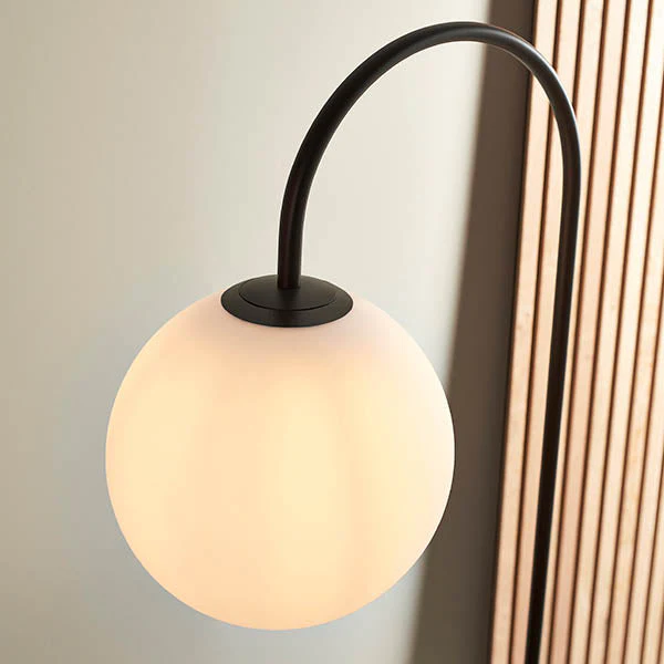 Polaris Floor Lamp With Table - Satin Black Finish E27 - Image 7