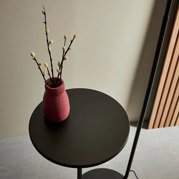 Polaris Floor Lamp With Table - Satin Black Finish E27 - Image 9