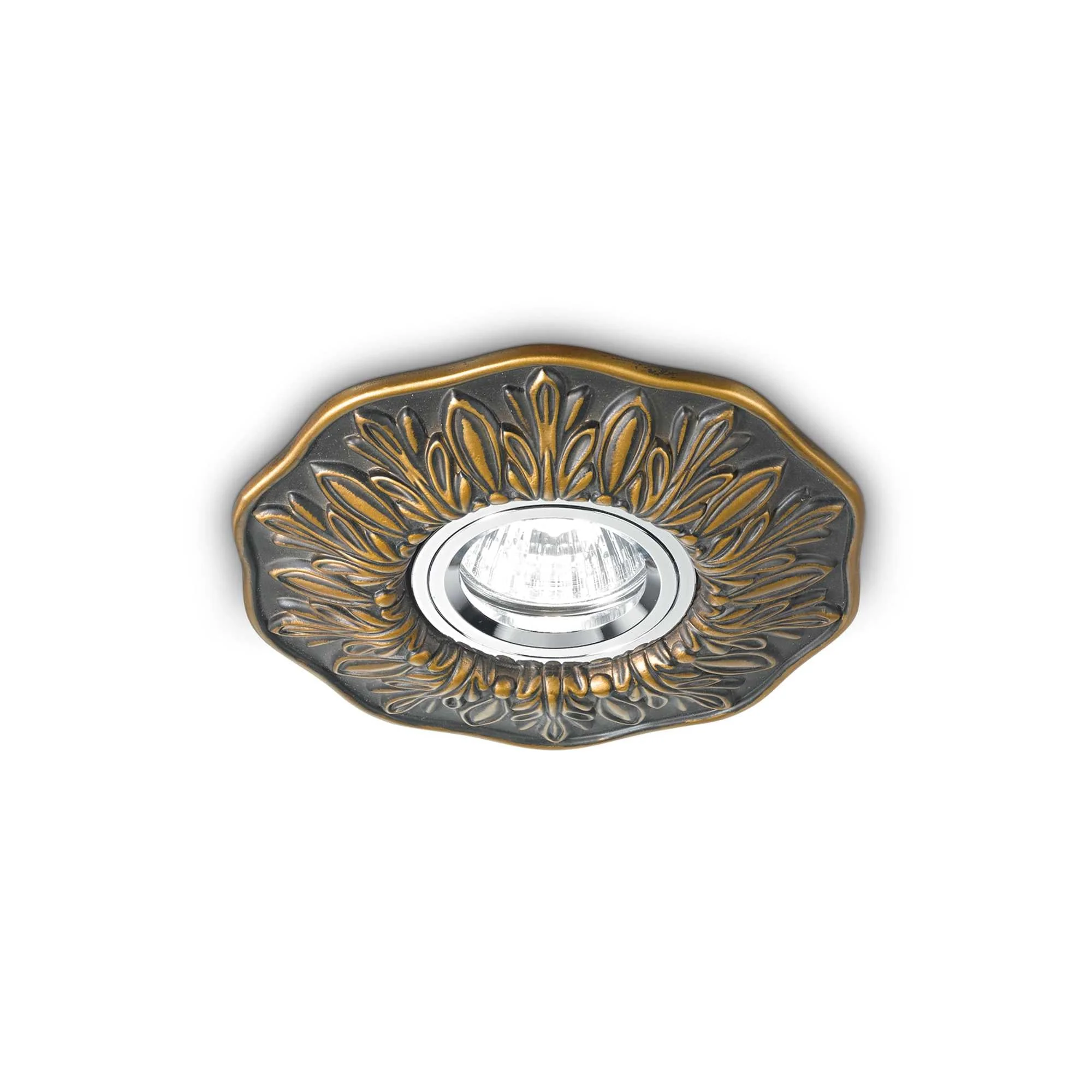 Polka Recessed Ceiling Light Fitting - White/Burnish/Brass Finish - Image 2