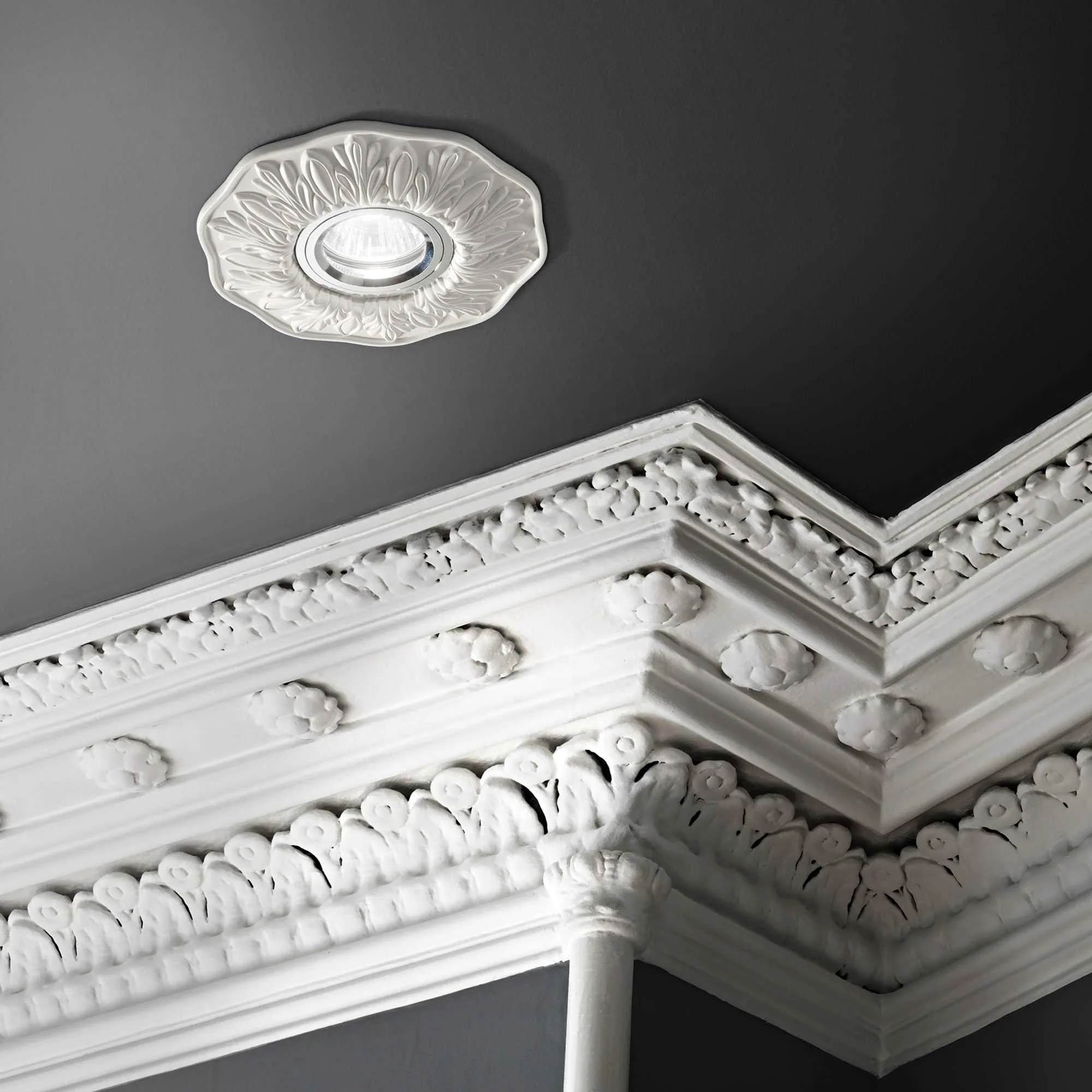 Polka Recessed Ceiling Light Fitting - White/Burnish/Brass Finish - Image 5